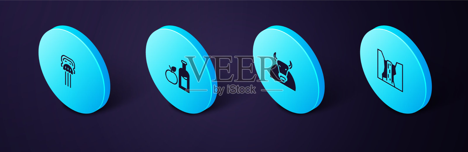 集等距藻瀑布牛苹果酒图标素材