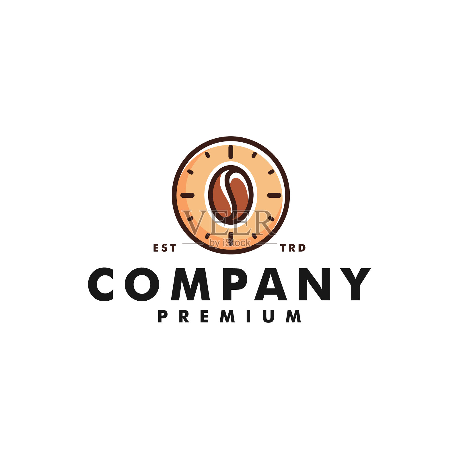 时间咖啡标志设计手表图标标志插画图片素材