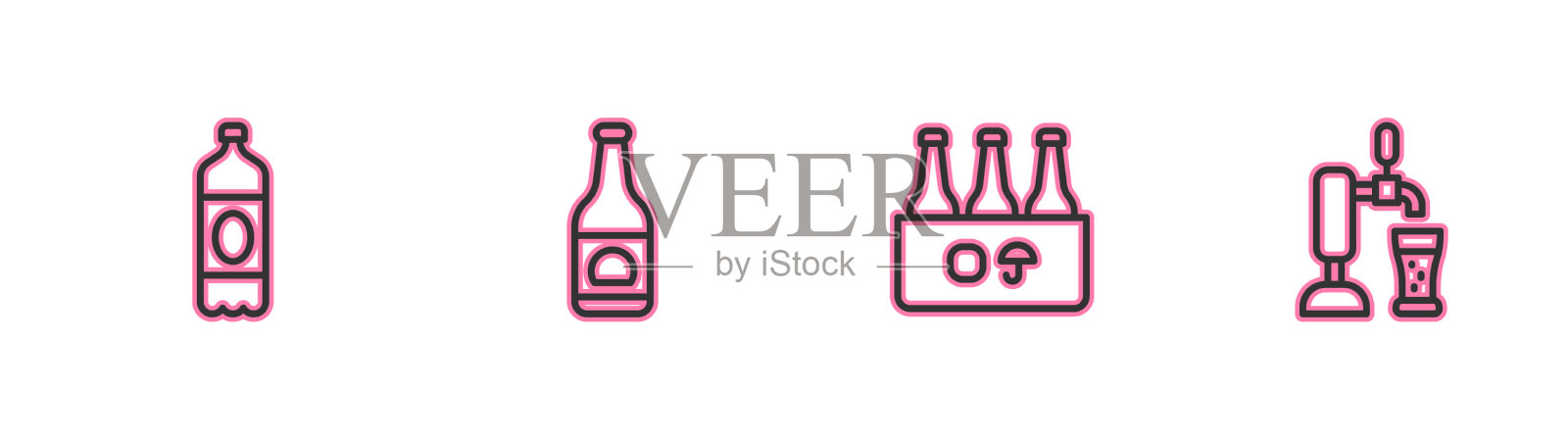 设置塑料瓶包装瓶线图标素材