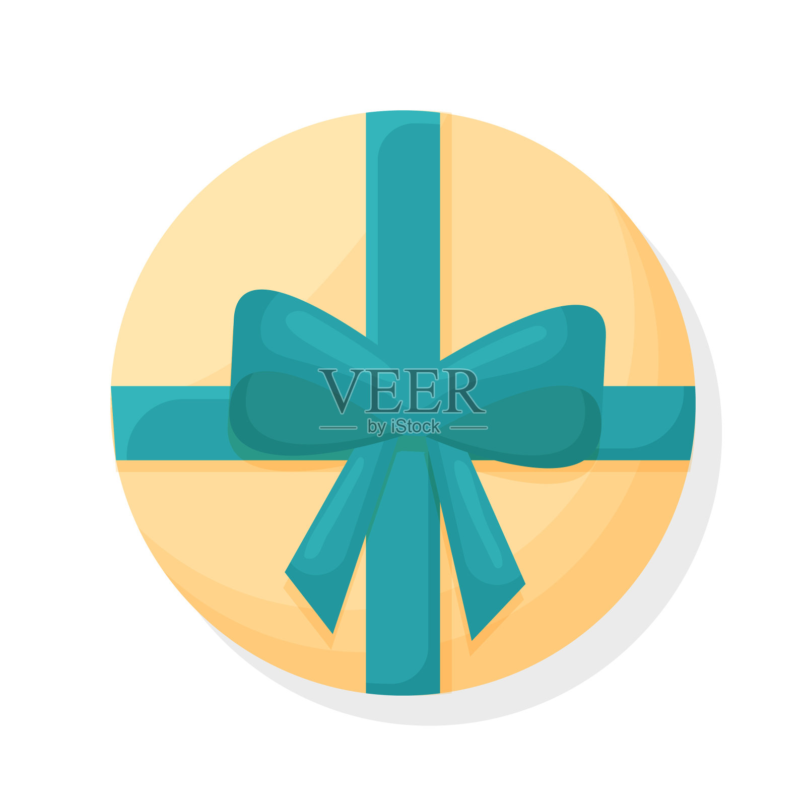 礼品盒与一个美丽的丝带和蝴蝶结俯视图插画图片素材