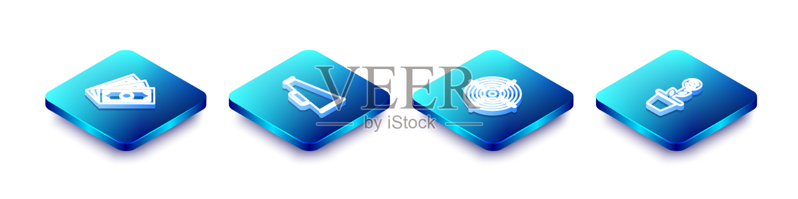 设等距线叠钞票现金图标素材