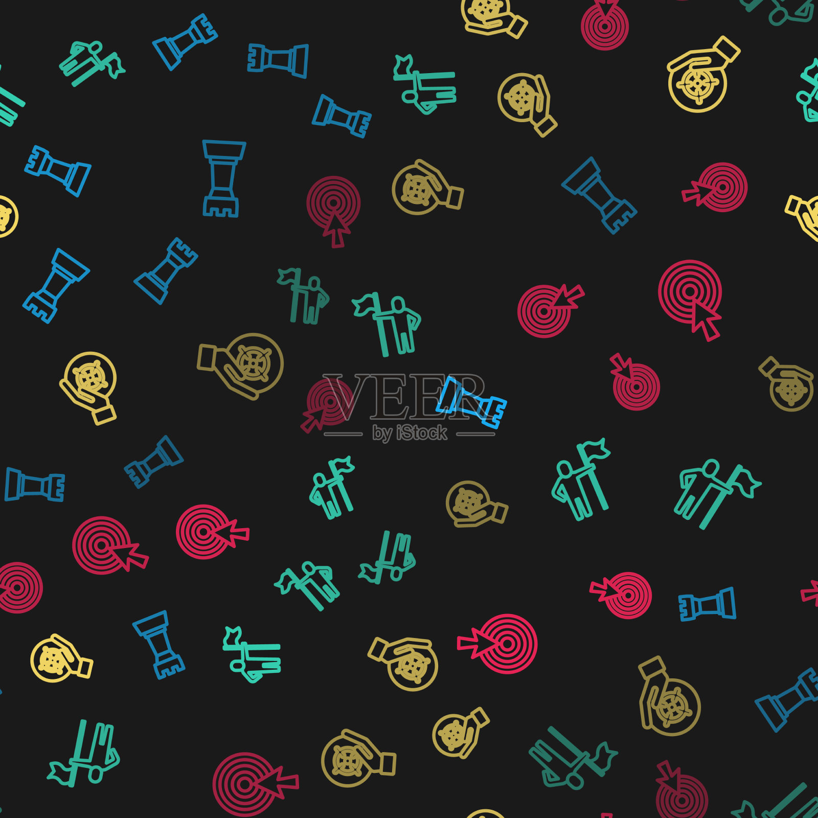 设线棋手执旗目标与图标素材