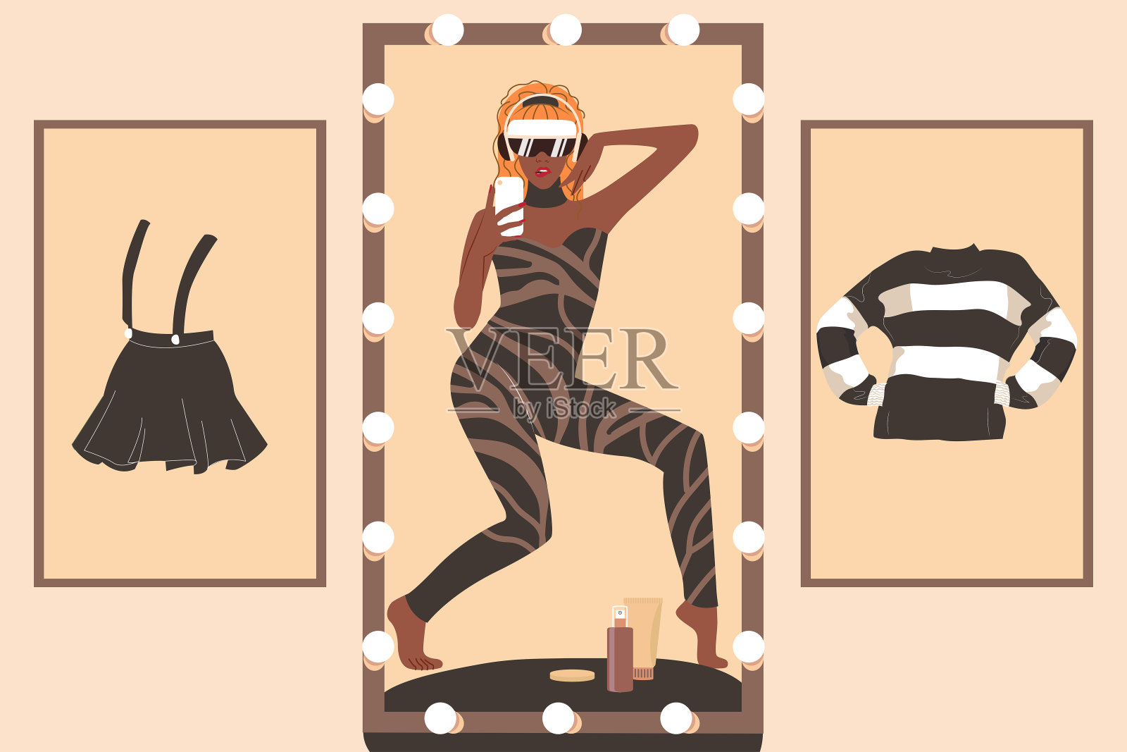 网上试衣间。购物的未来插画图片素材