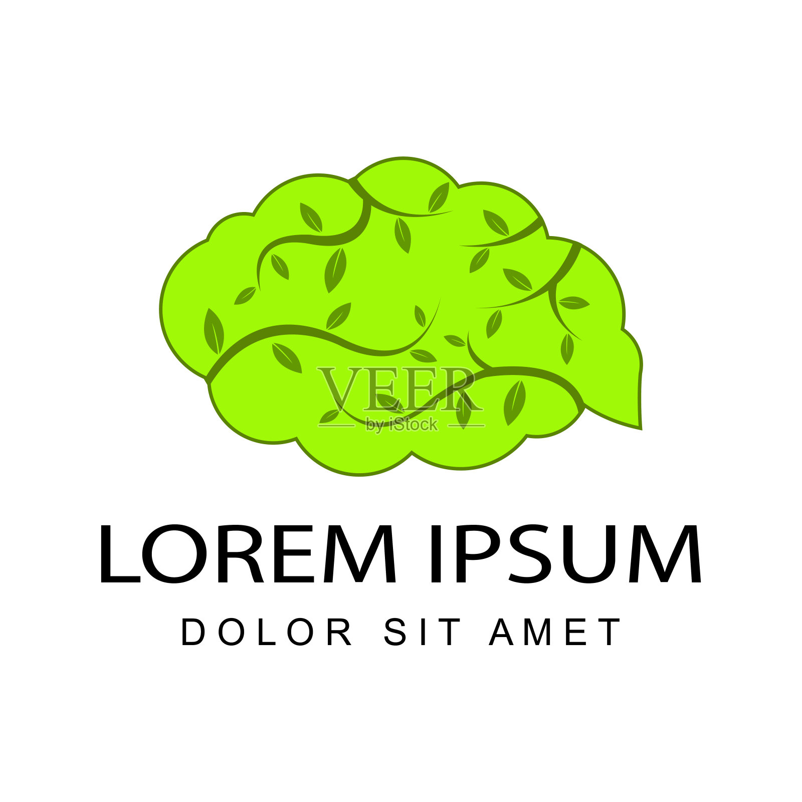 生态脑标志模板设计矢量在孤立的背景，插画思维绿色插画图片素材