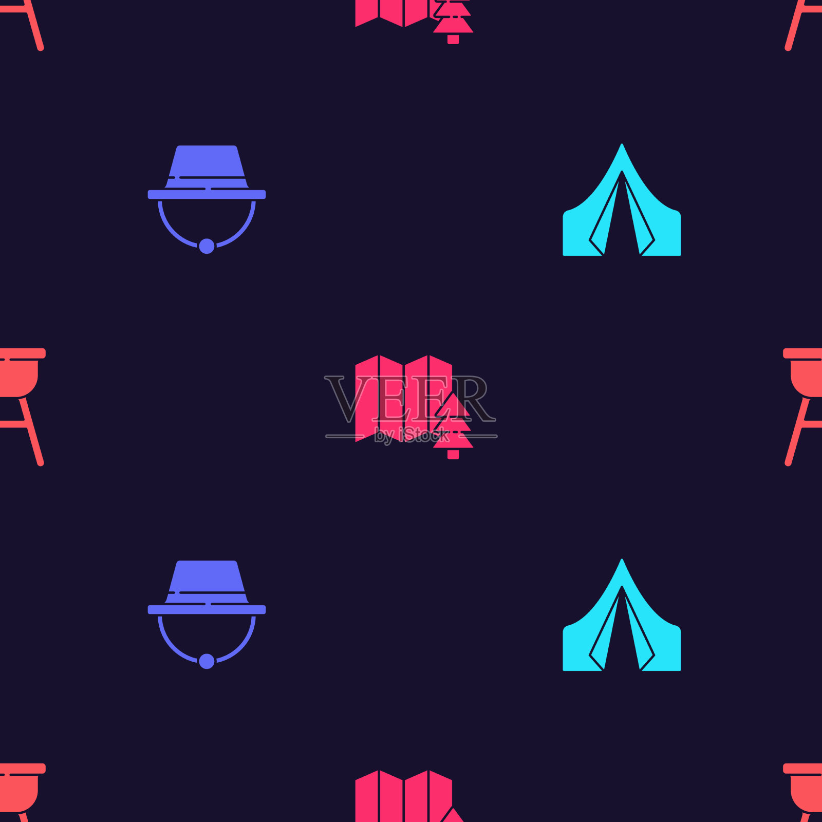 设置游客帐篷露营帽的位置图标素材