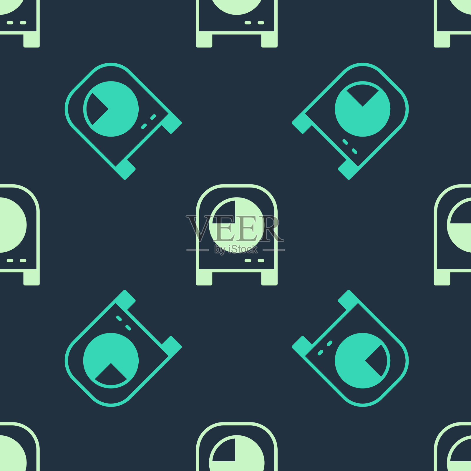 绿色和米色的厨房计时器图标隔离插画图片素材