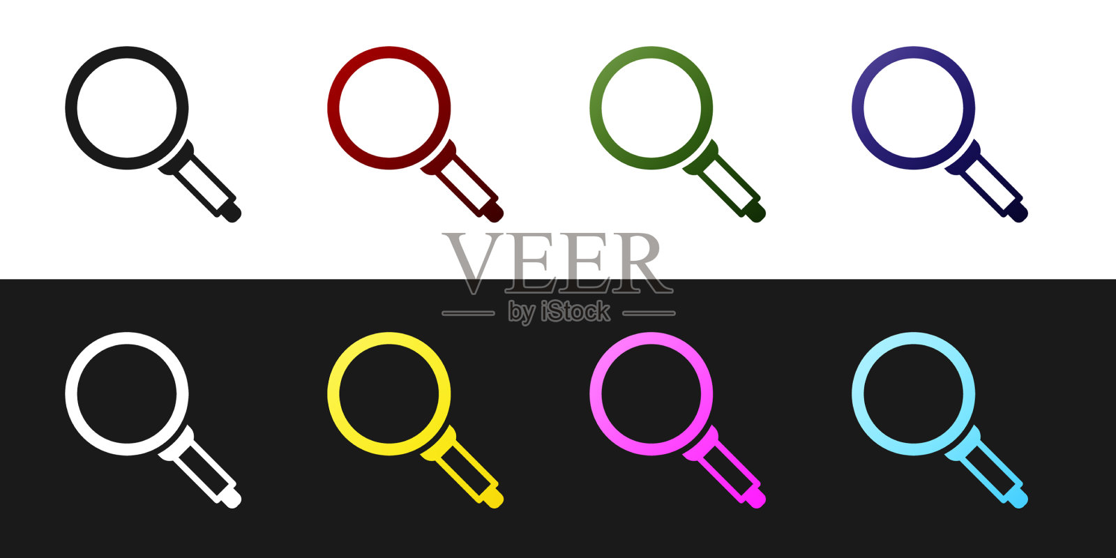 设置煎锅图标孤立在黑色和白色图标素材