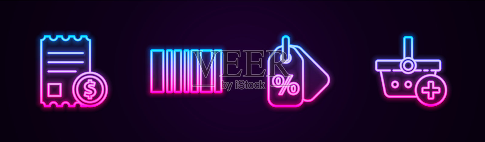 设置行纸质支票和财务支票条码插画图片素材