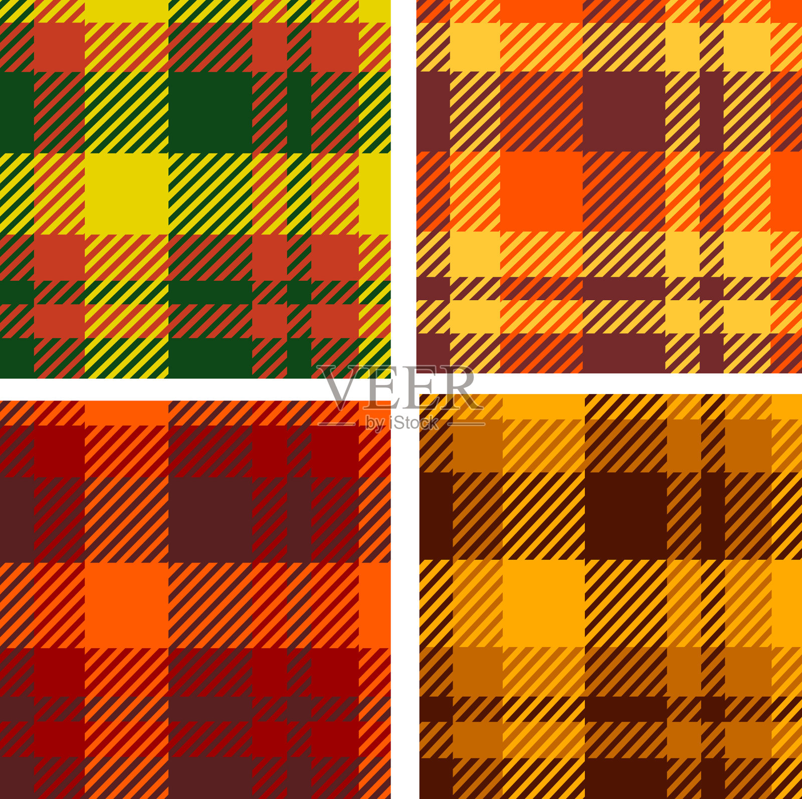 集合一套格子花呢无缝图案插画图片素材