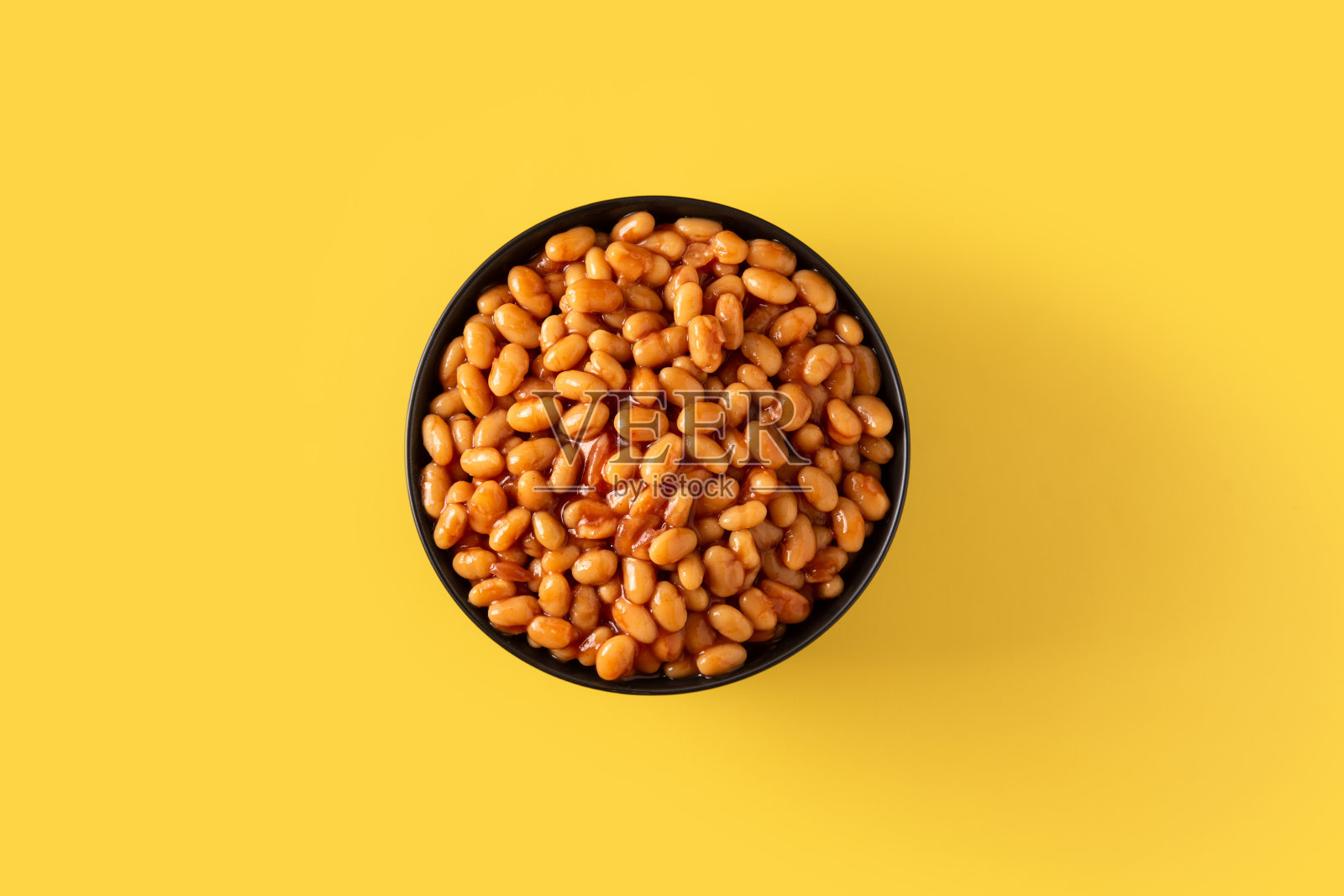 番茄酱白豆，放在碗里照片摄影图片