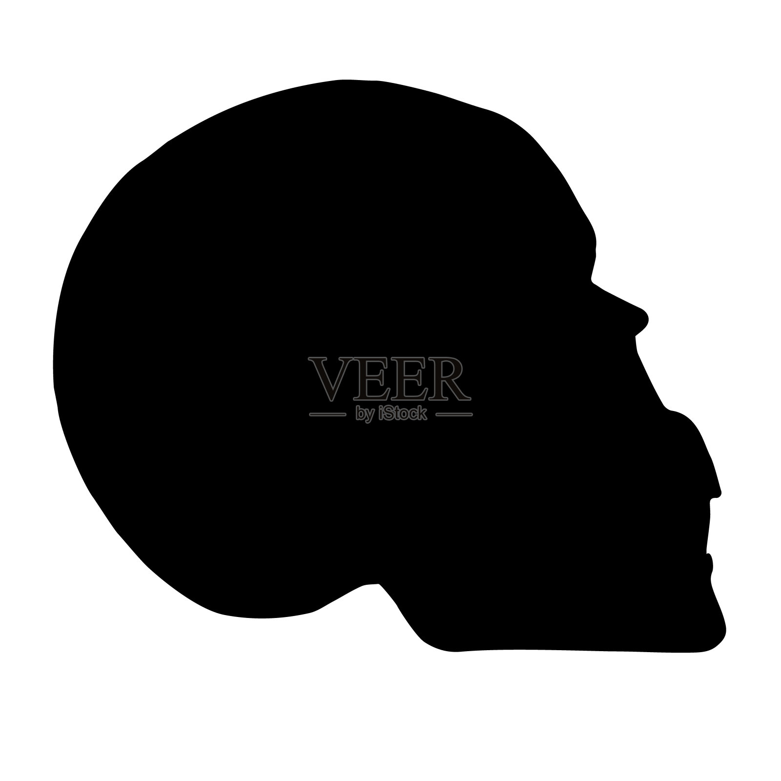 矢量手绘人类头骨轮廓插画图片素材