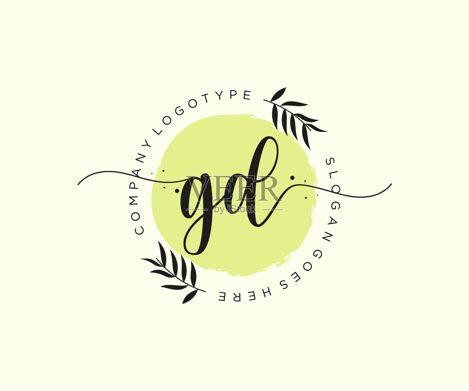 最初的gd女性标志美丽的字母和插画图片素材