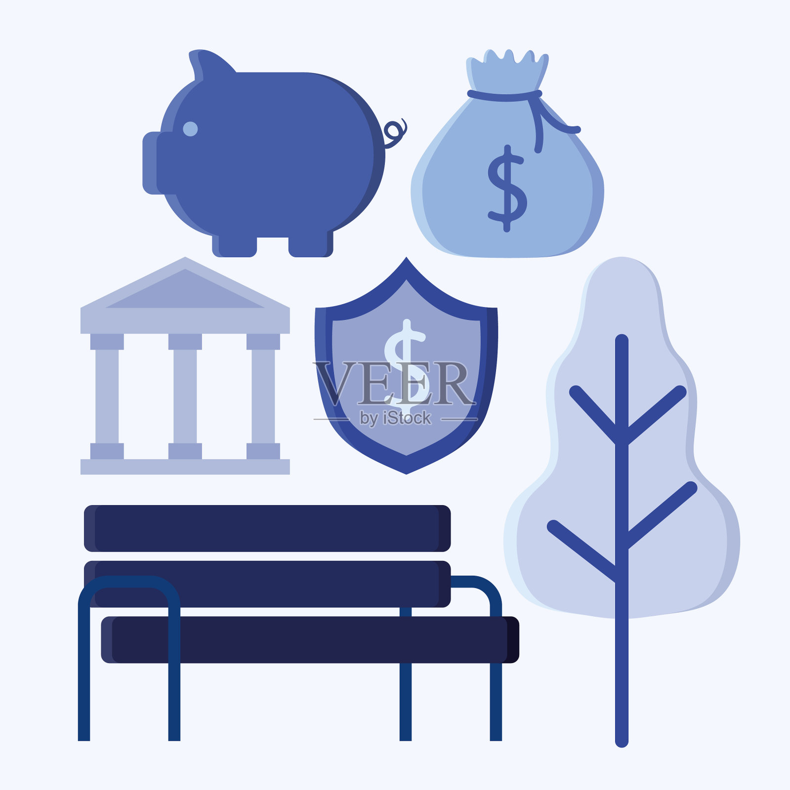 六个退休项目插画图片素材