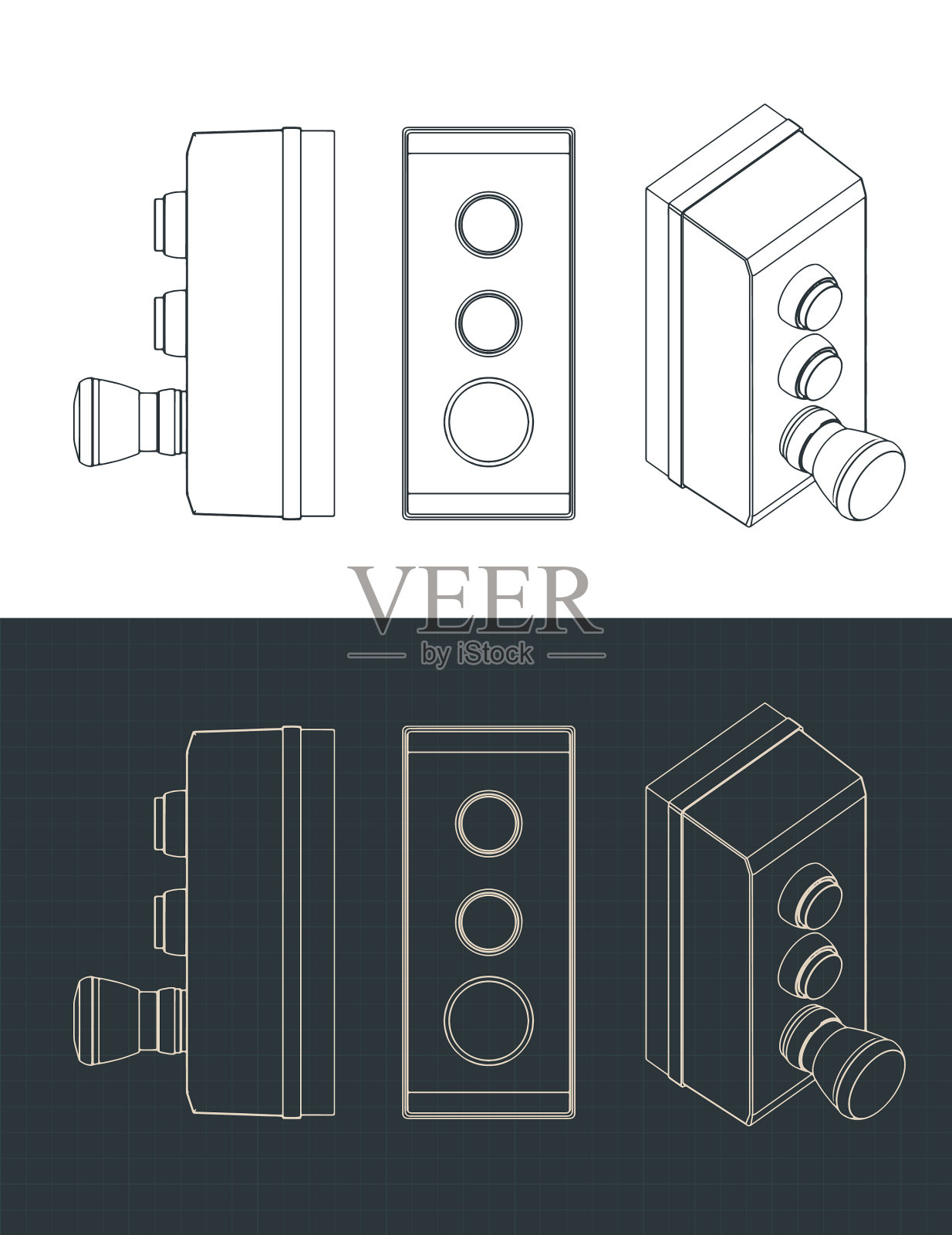 按钮开关控制箱设计图插画图片素材