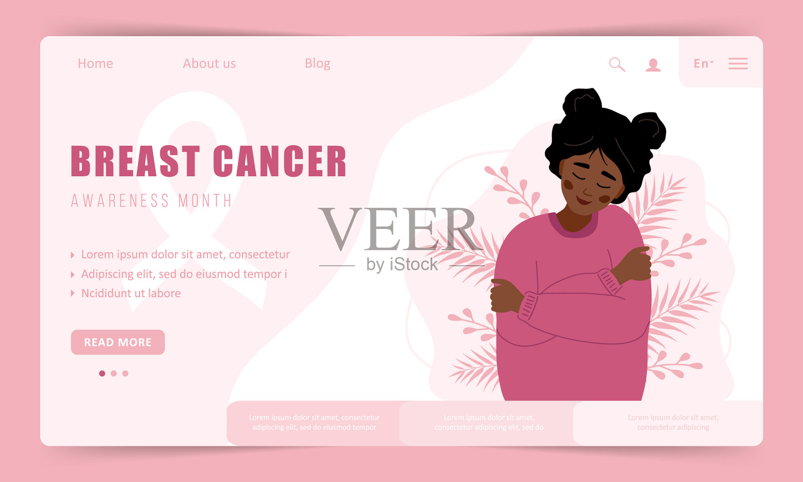 乳腺癌意识月登陆页面插画图片素材
