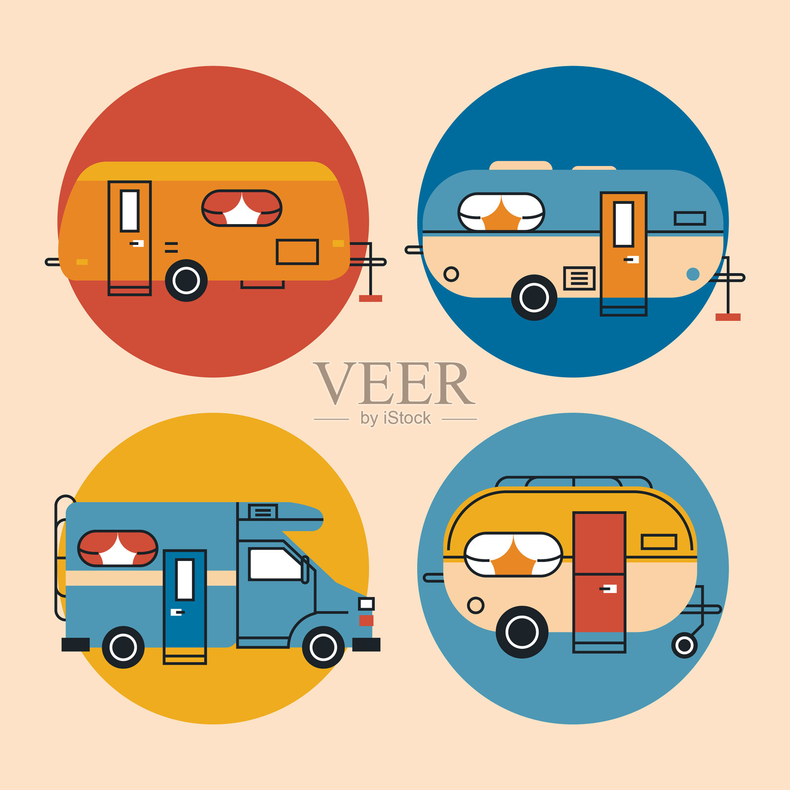 四款休闲车插画图片素材