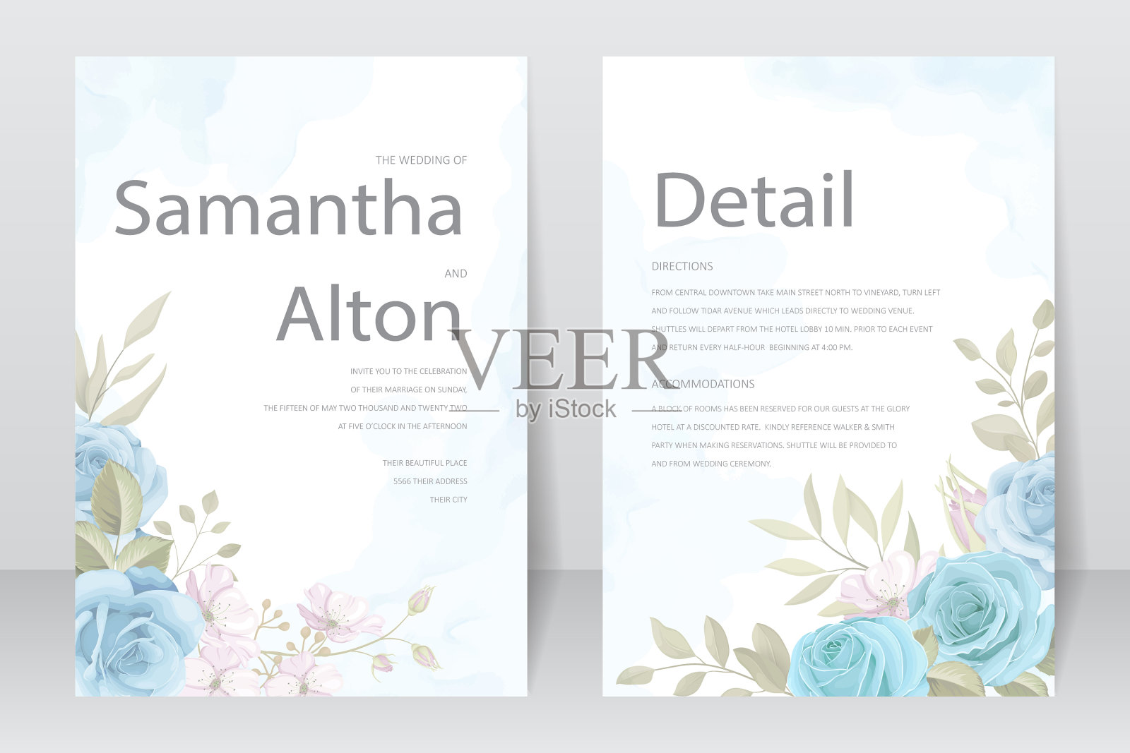 美丽的玫瑰请帖模板插画图片素材