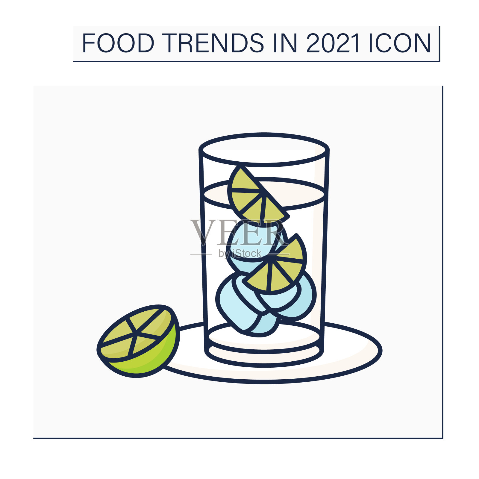 硬苏打水彩色图标插画图片素材