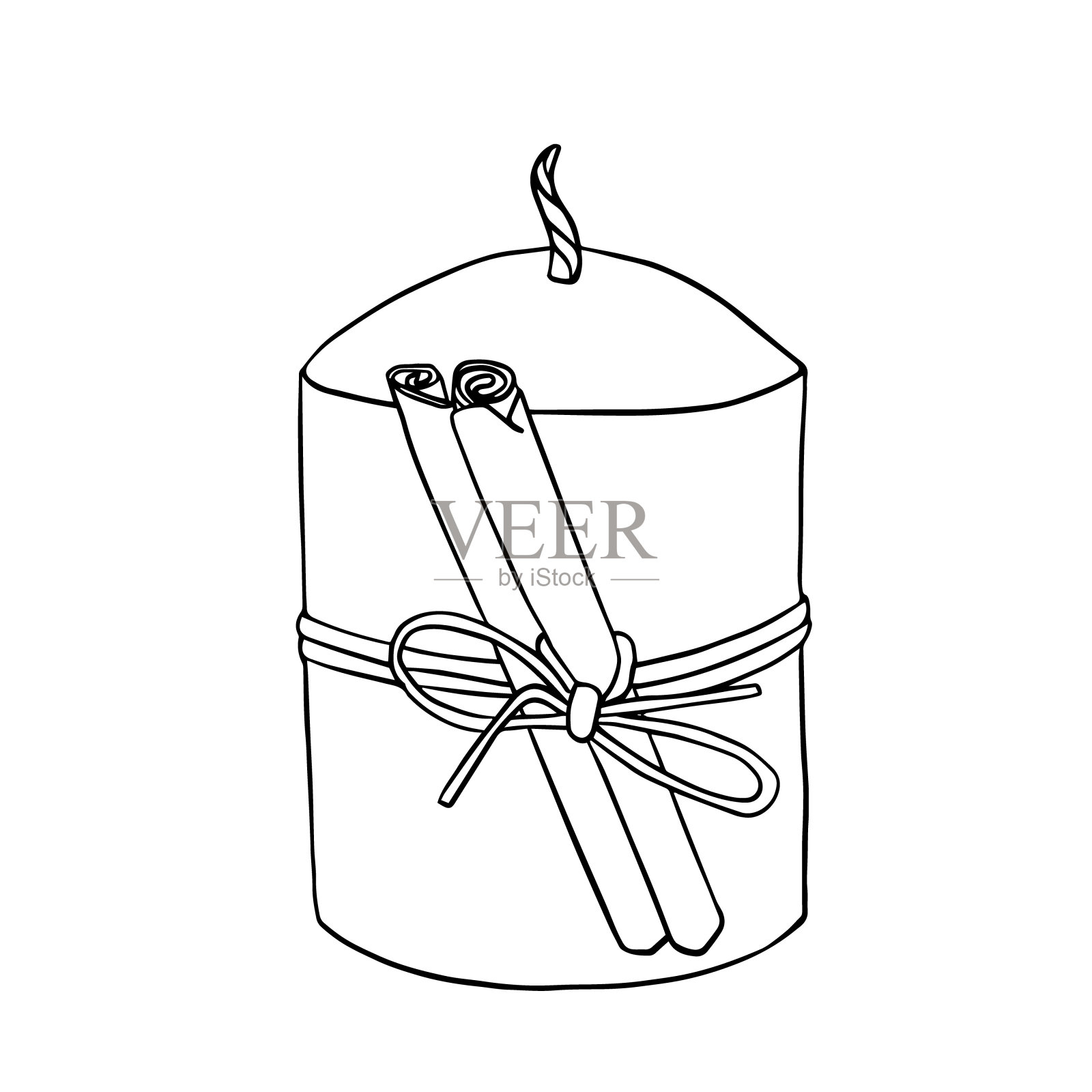 蜡烛上装饰着肉桂棒插画图片素材