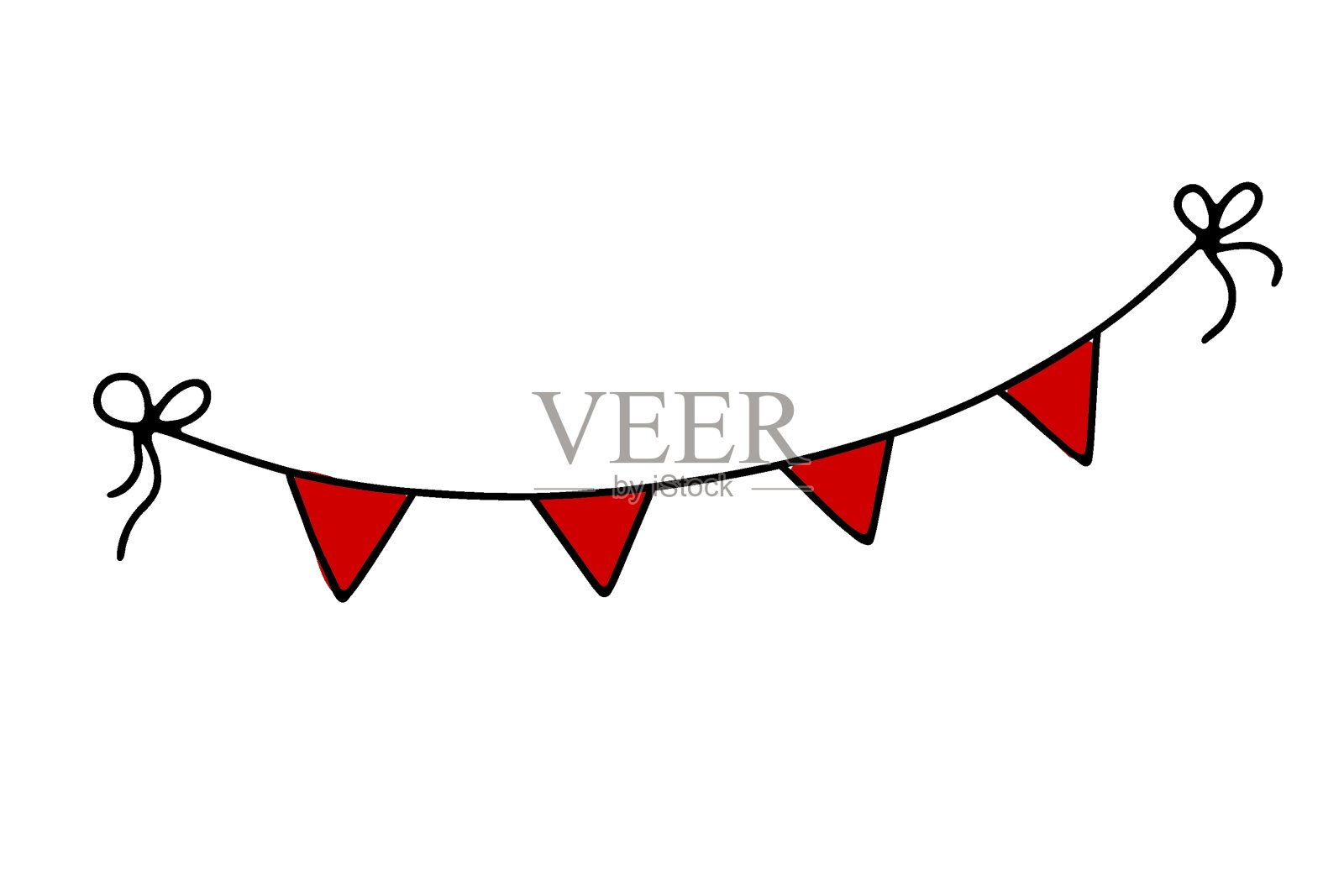 涂鸦装饰花环。手绘红色花饰插画图片素材