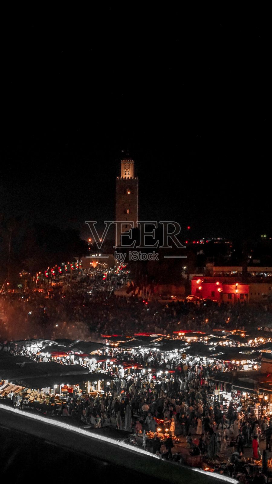 在Place Jamaa El Fna马拉喀什的夜晚全景照片摄影图片