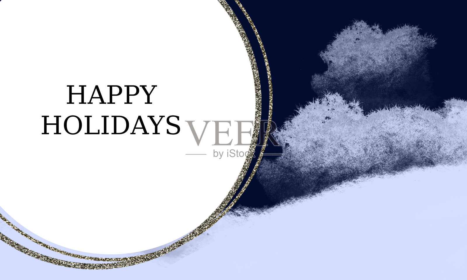 冬季背景框架与抽象的夜间雪景观的文字快乐的假期形状插画图片素材