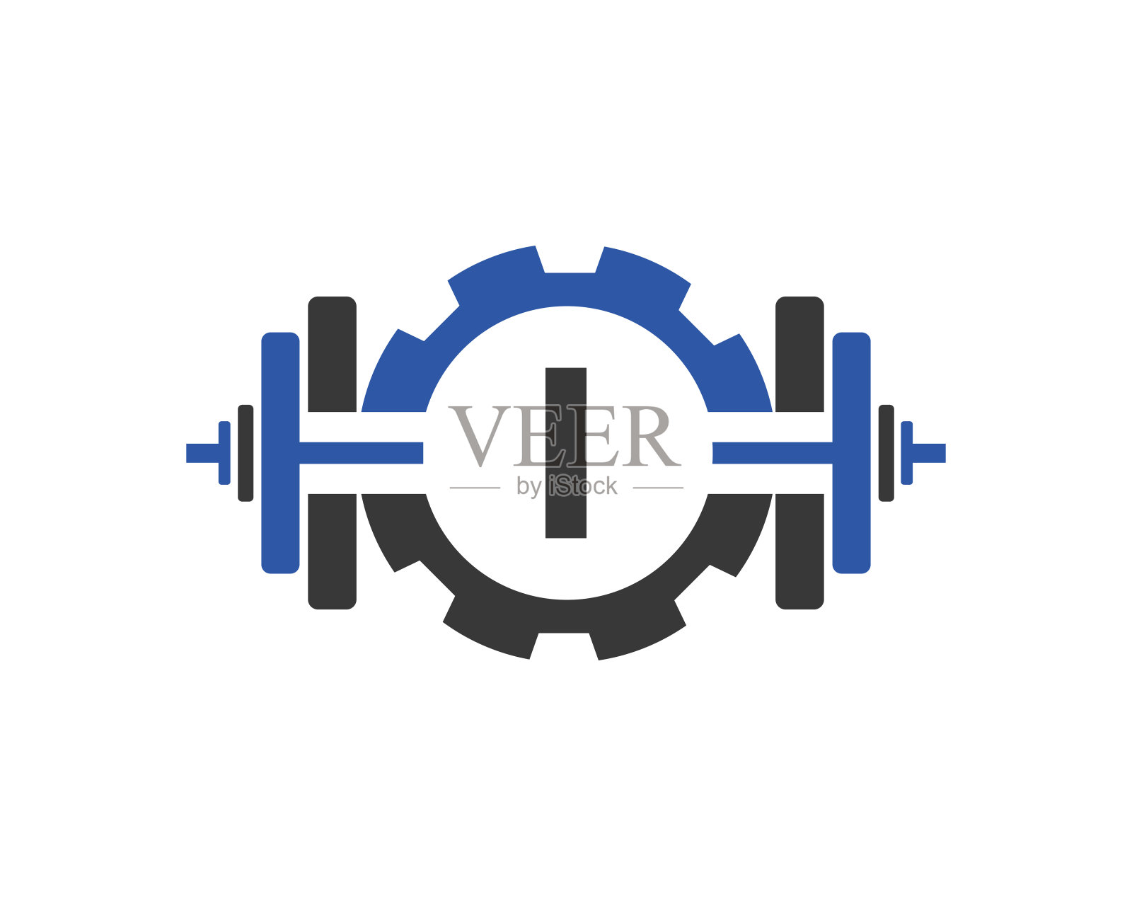 Fitness Gym Logo On Letter I. Fitness Club Icon With Exercising Equipment。首字母字母I体育馆标志设计模板插画图片素材