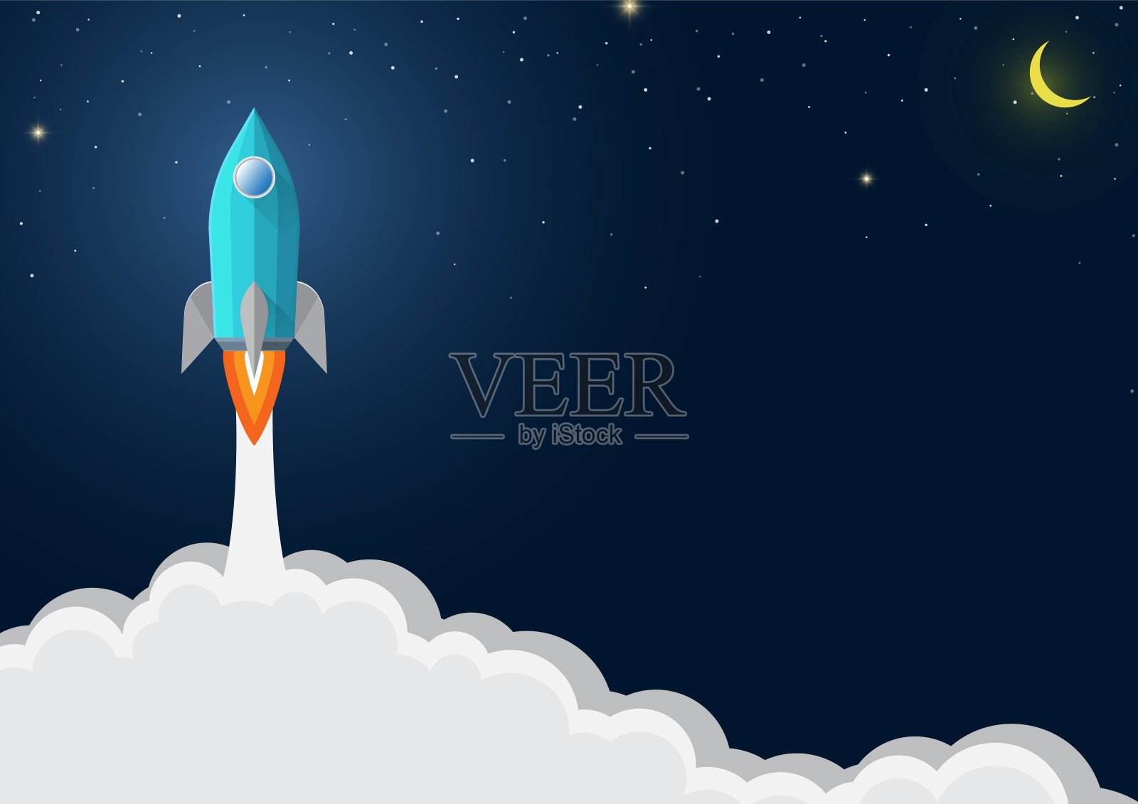 火箭发射，商业启动概念矢量插图插画图片素材