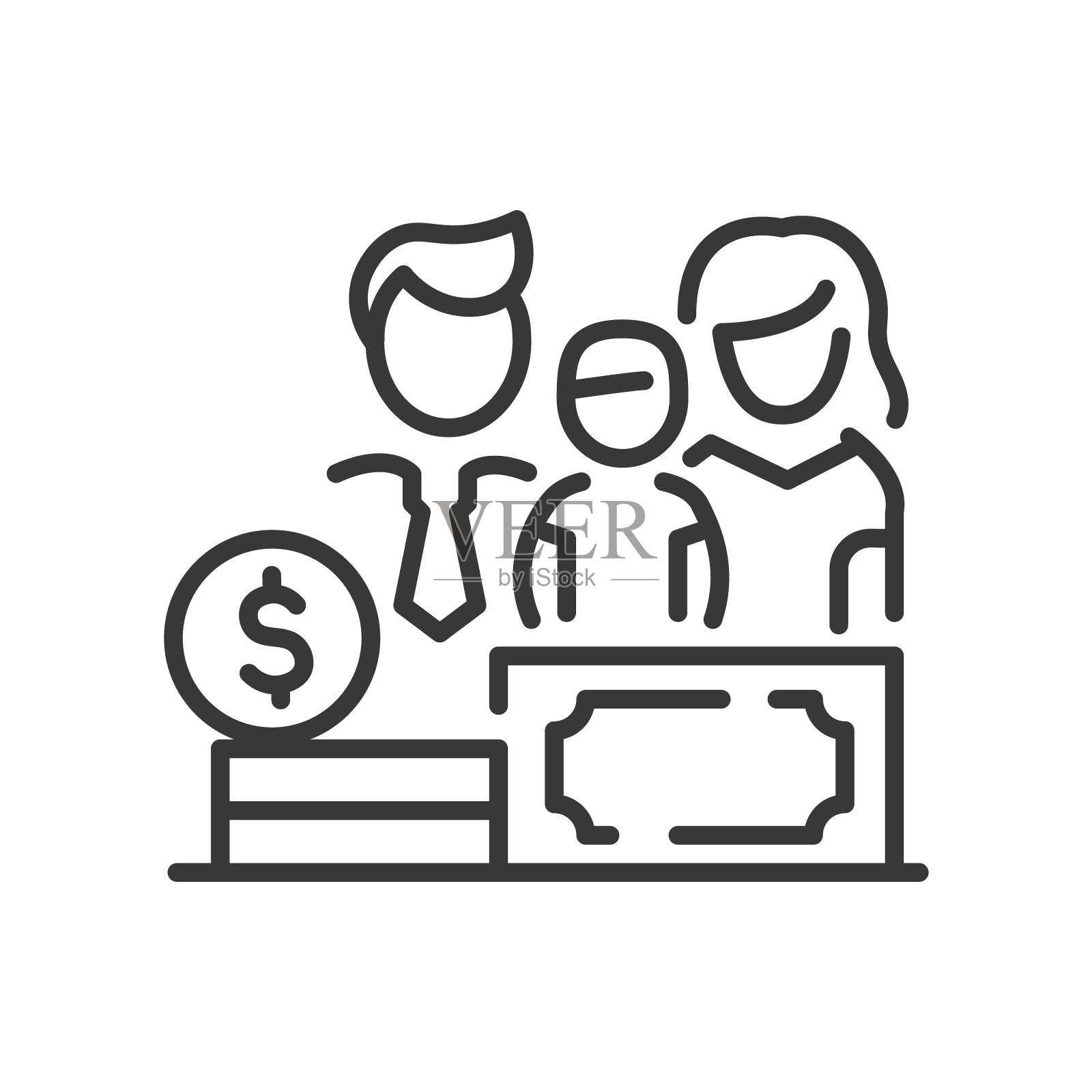 家庭预算-矢量线设计单孤立图标插画图片素材