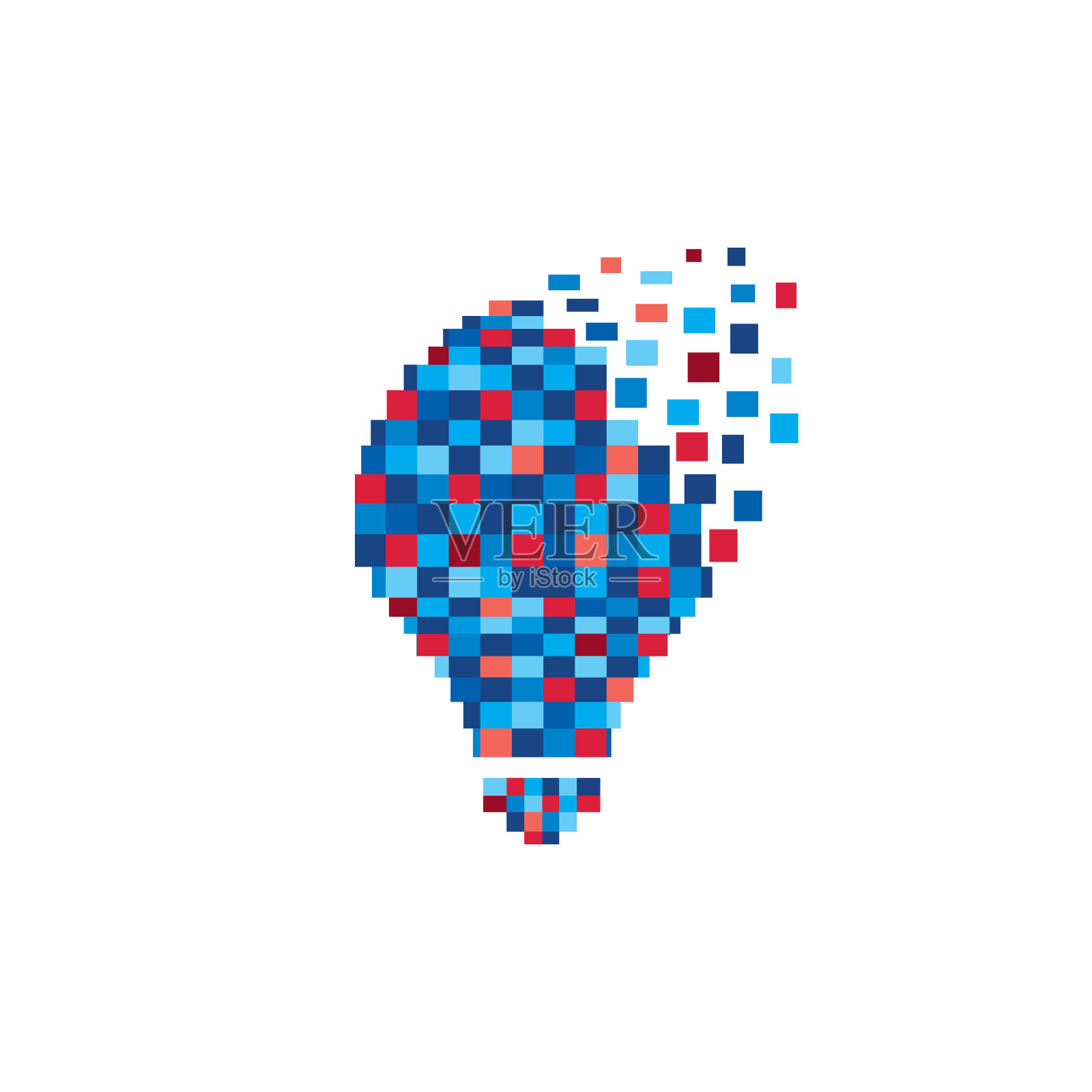 像素技术灯泡创意标志模板。插画图片素材