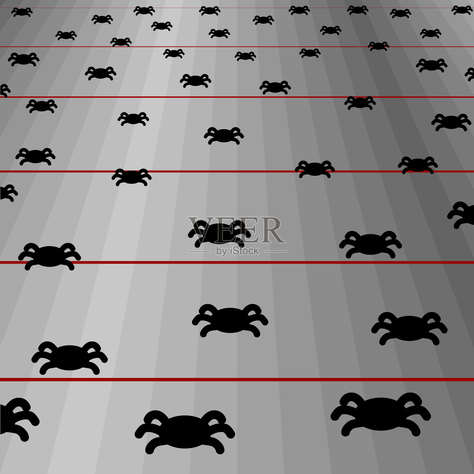 黑色的蜘蛛在渐变的灰色表面爬行设计元素图片