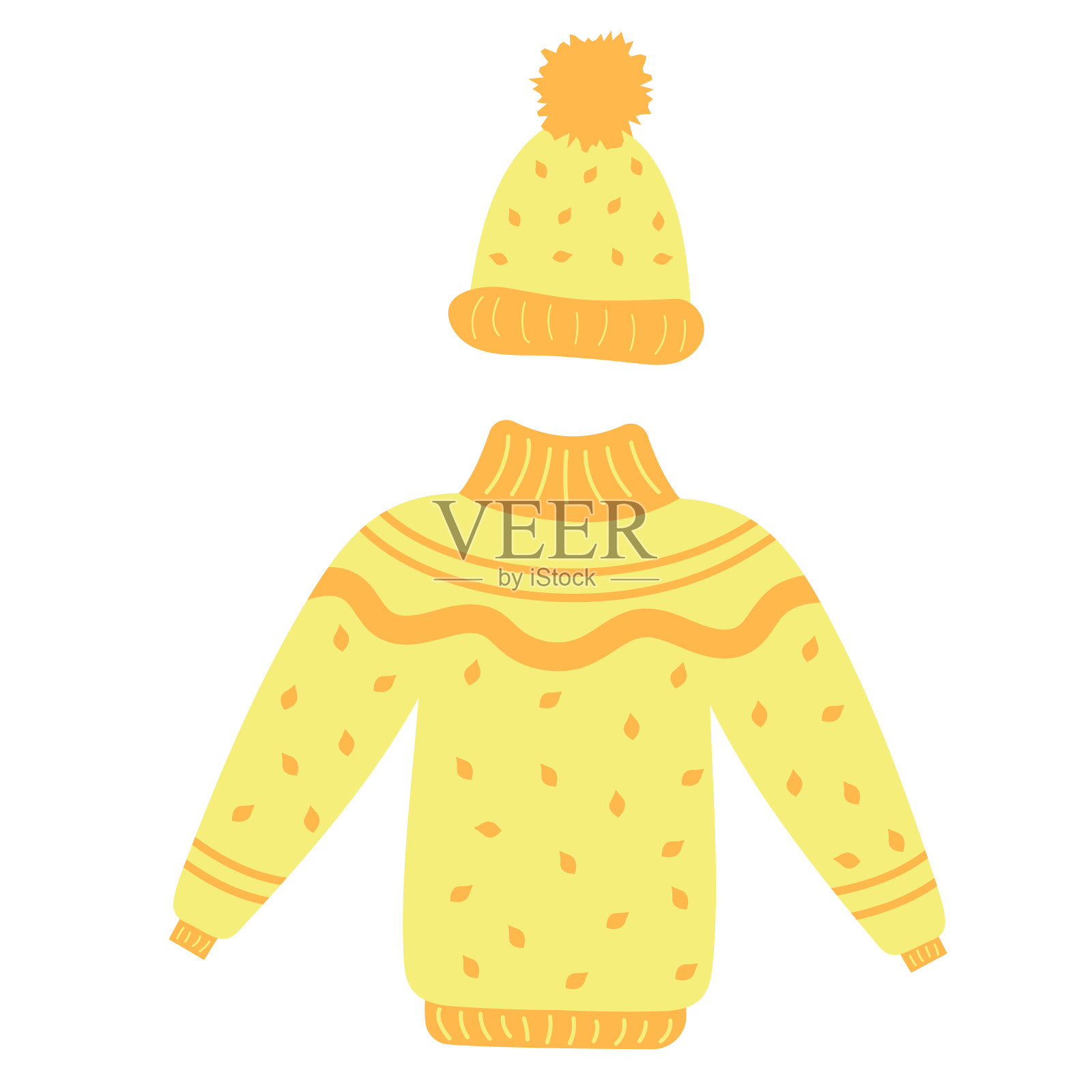 有漂亮图案的毛衣和帽子设计元素图片