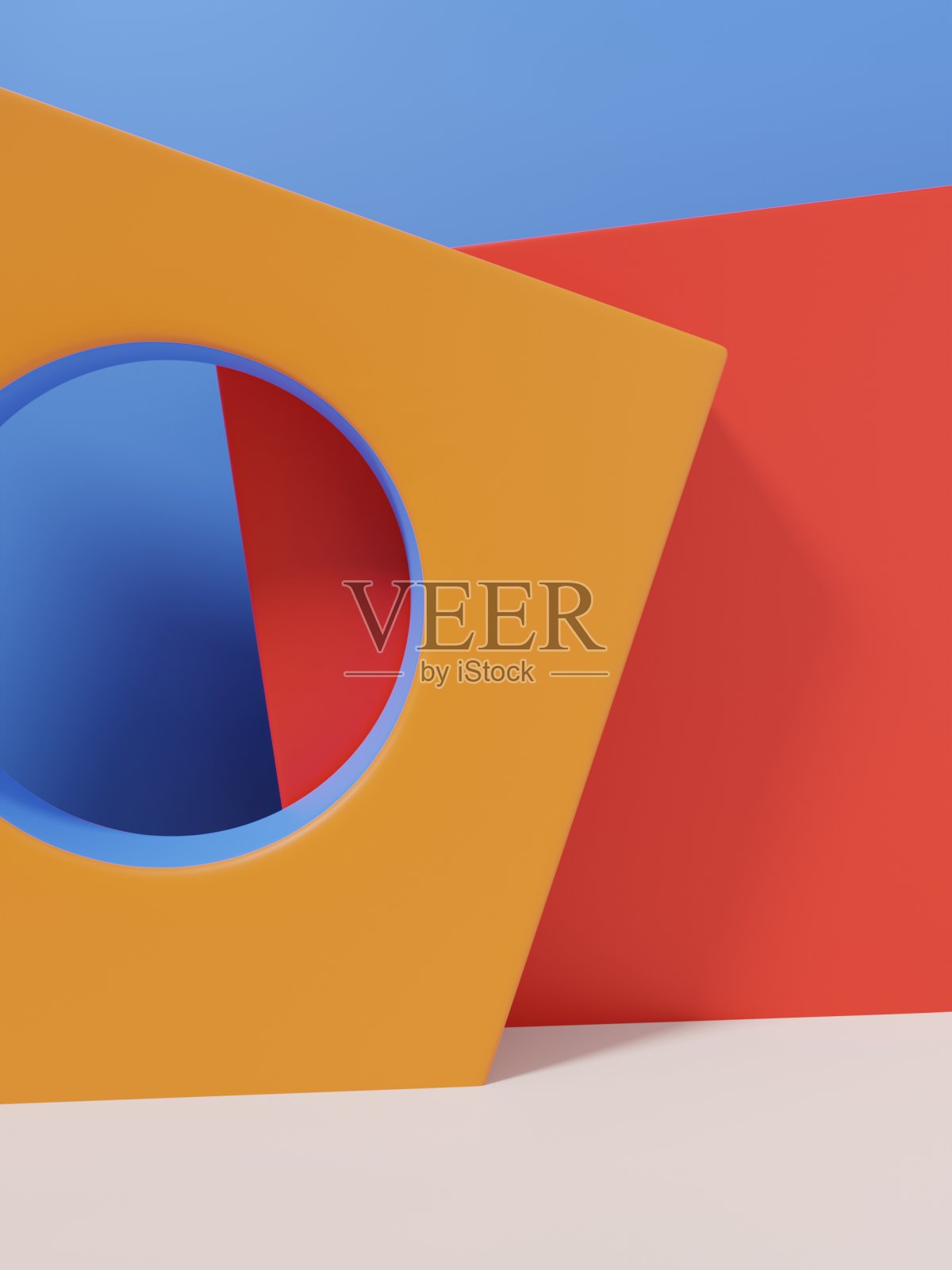 3D渲染鲜艳的颜色最小的几何或抽象的产品显示背景的美丽或时尚的产品。多颜色。照片摄影图片