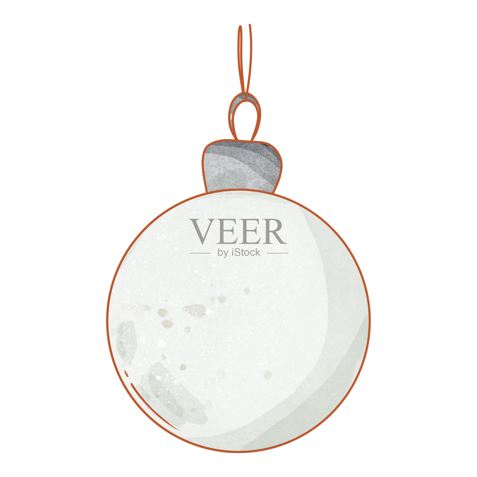 优雅的复古魔法圣诞树玩具球。纹理水彩数字艺术。纹身，贴纸，明信片，社交媒体帖子，包装，品牌插画图片素材