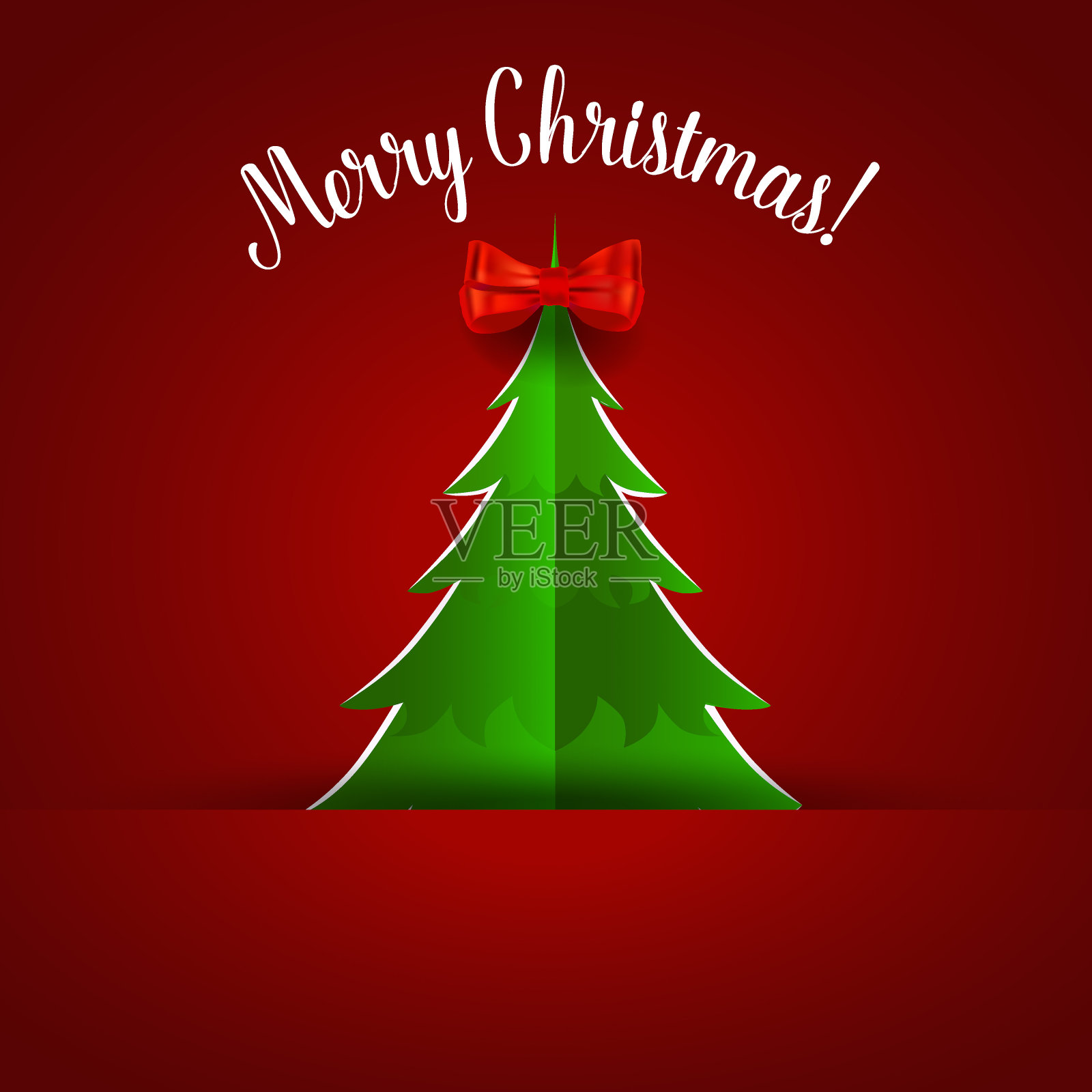 圣诞贺卡与圣诞树和装饰。矢量图设计模板素材