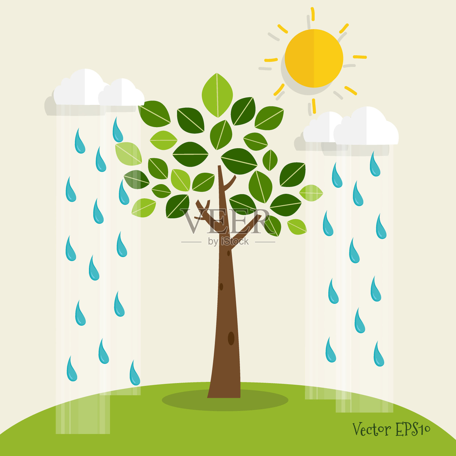 生态友好。以树木为背景的生态概念。矢量图插画图片素材