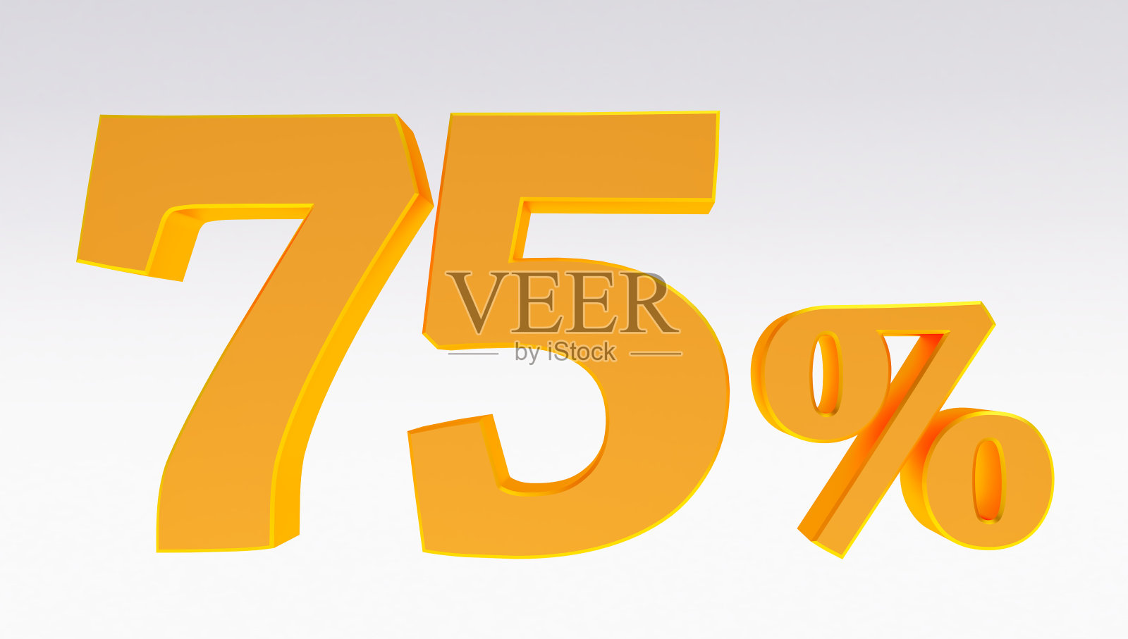 3d渲染一个金色75%孤立在白色背景上，金色75%照片摄影图片