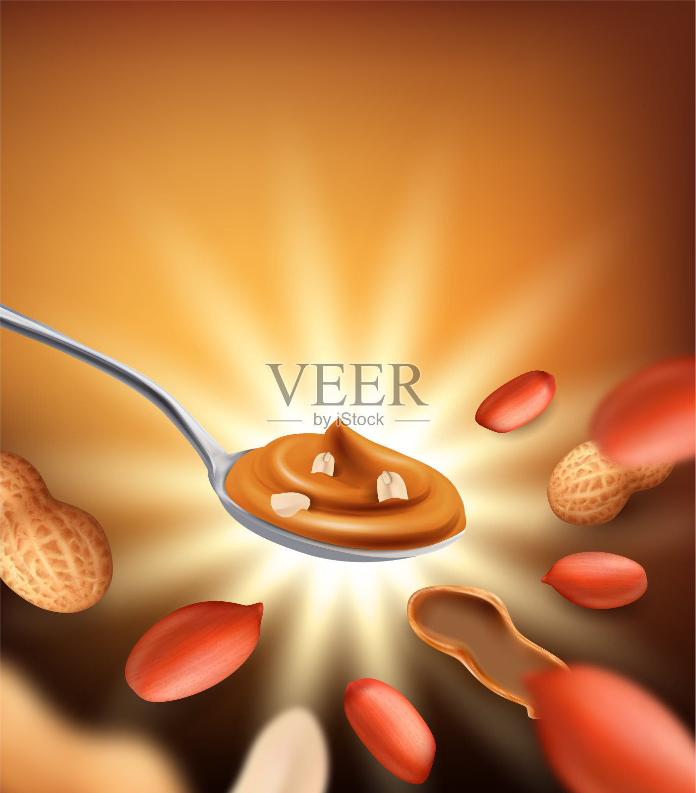 脆花生酱促销横幅向量插画图片素材