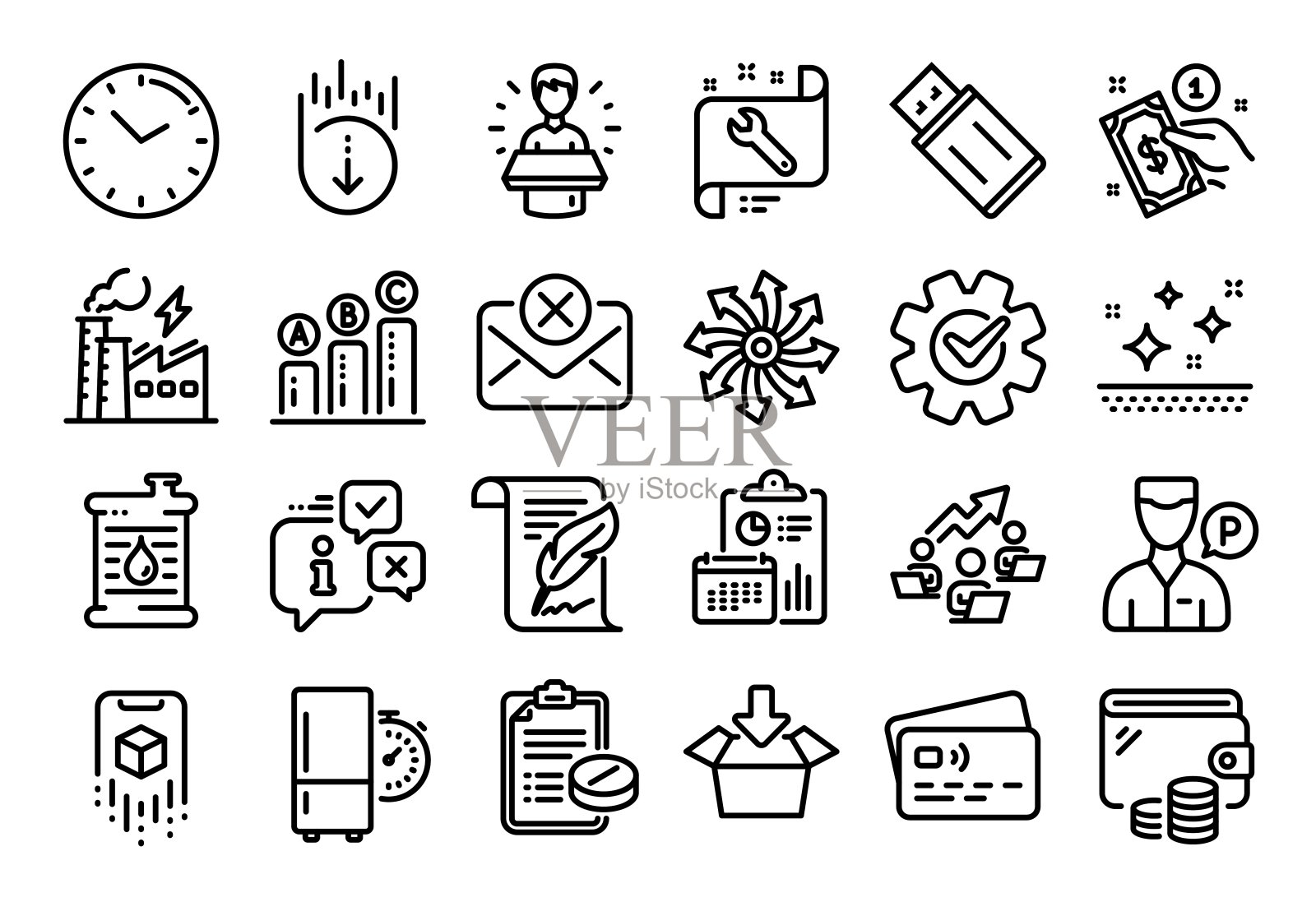 羽毛向量集，增强现实和医疗处方线图标集。向量图标素材