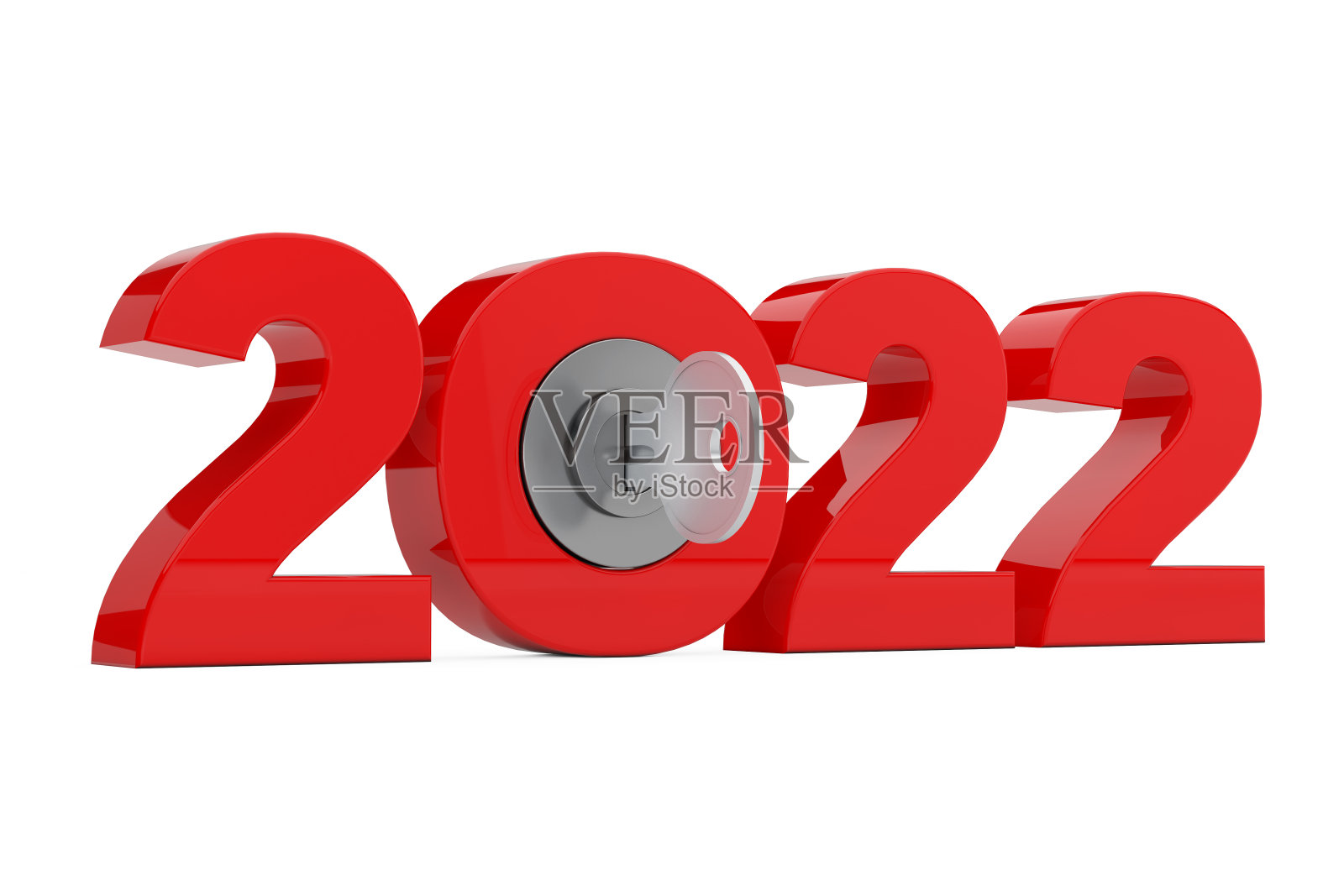 新的2022年标志与关键。3d渲染照片摄影图片