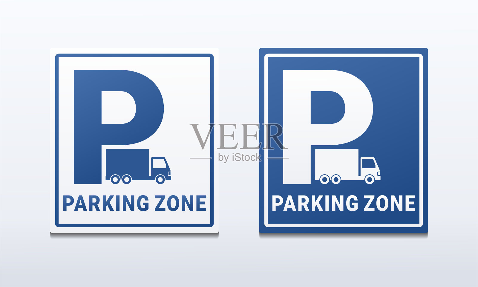 一套卡车停车标志。卡车停车区域。插画图片素材