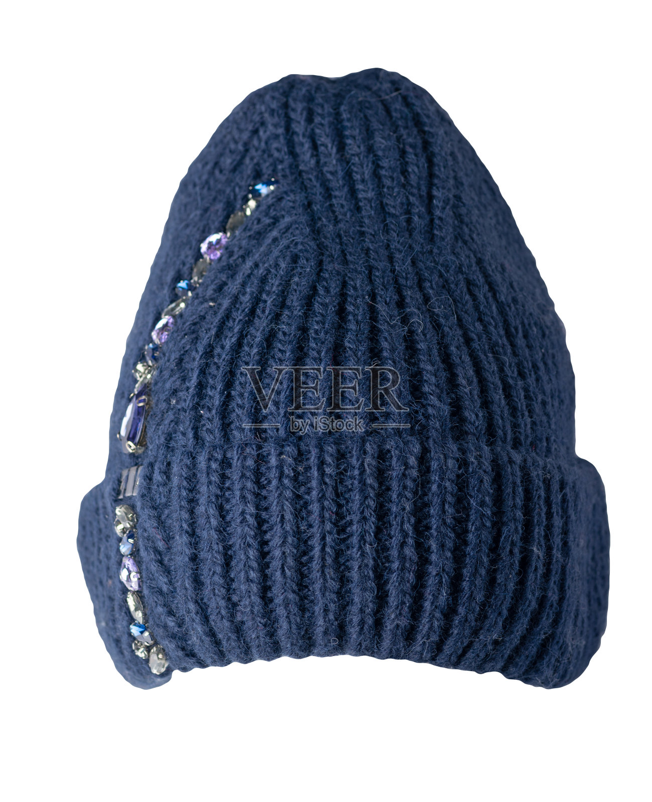 妇女的帽子针织孤立在白色的背景。温暖的冬季配件照片摄影图片