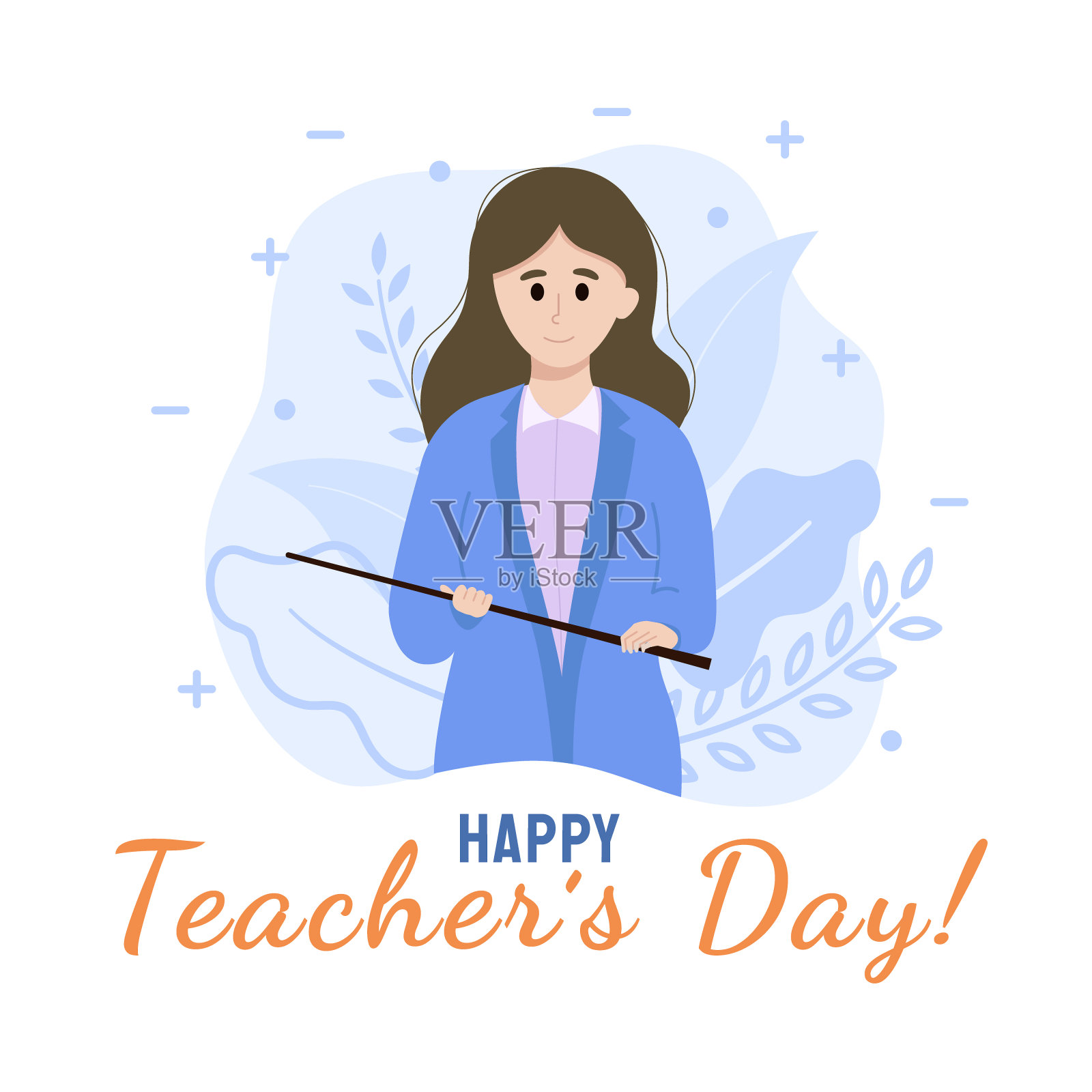 世界教师节海报概念。年轻漂亮的插画图片素材