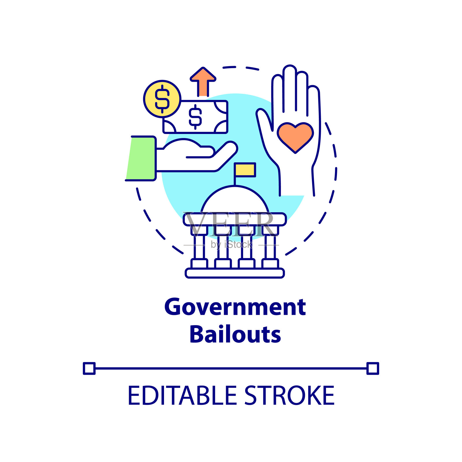 政府救助概念图标插画图片素材
