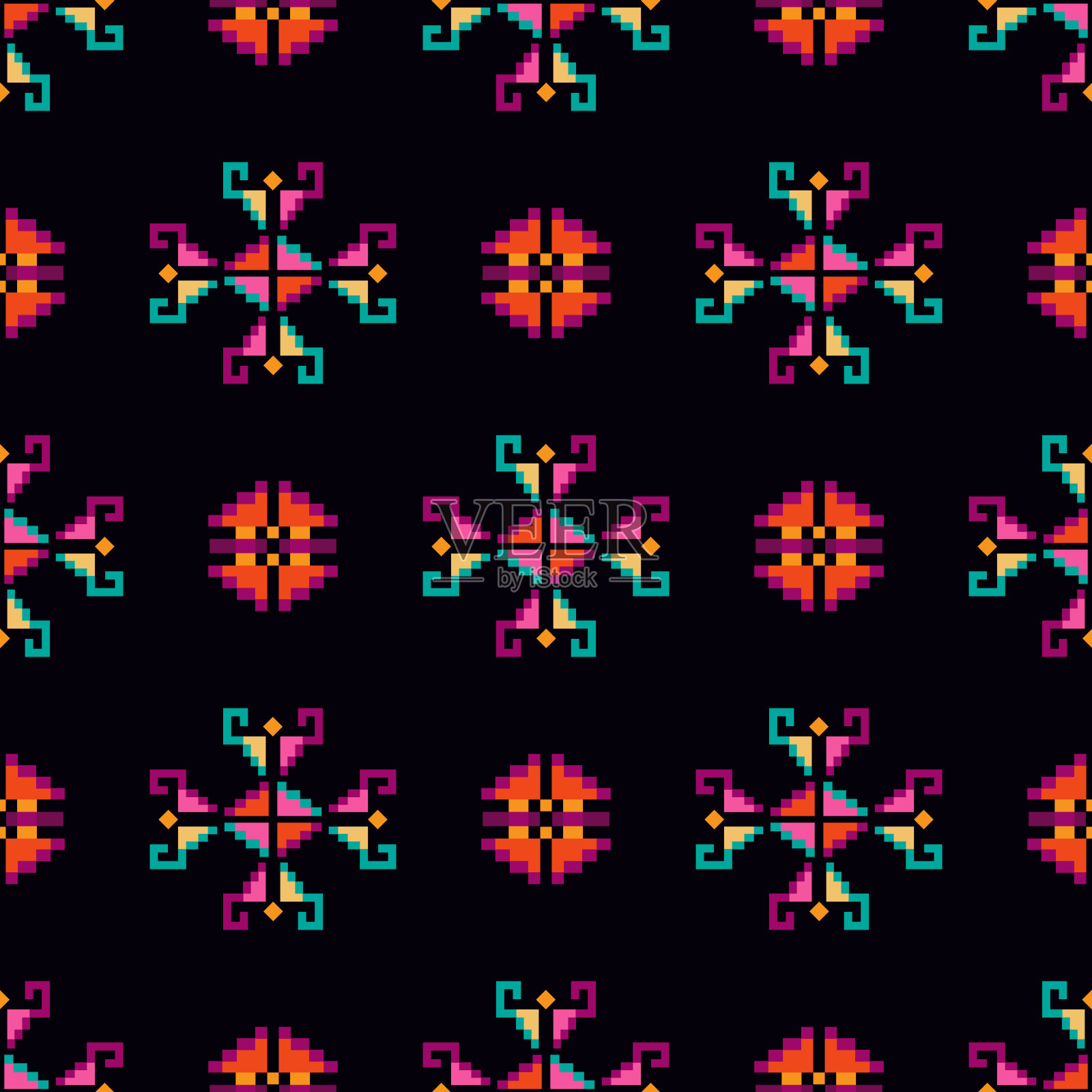 五颜六色的令人敬畏的部落波西米亚墨西哥几何印花。摘要无缝阿兹特克，玛雅图案。种族潮人背景，印度拉丁血统。插画图片素材