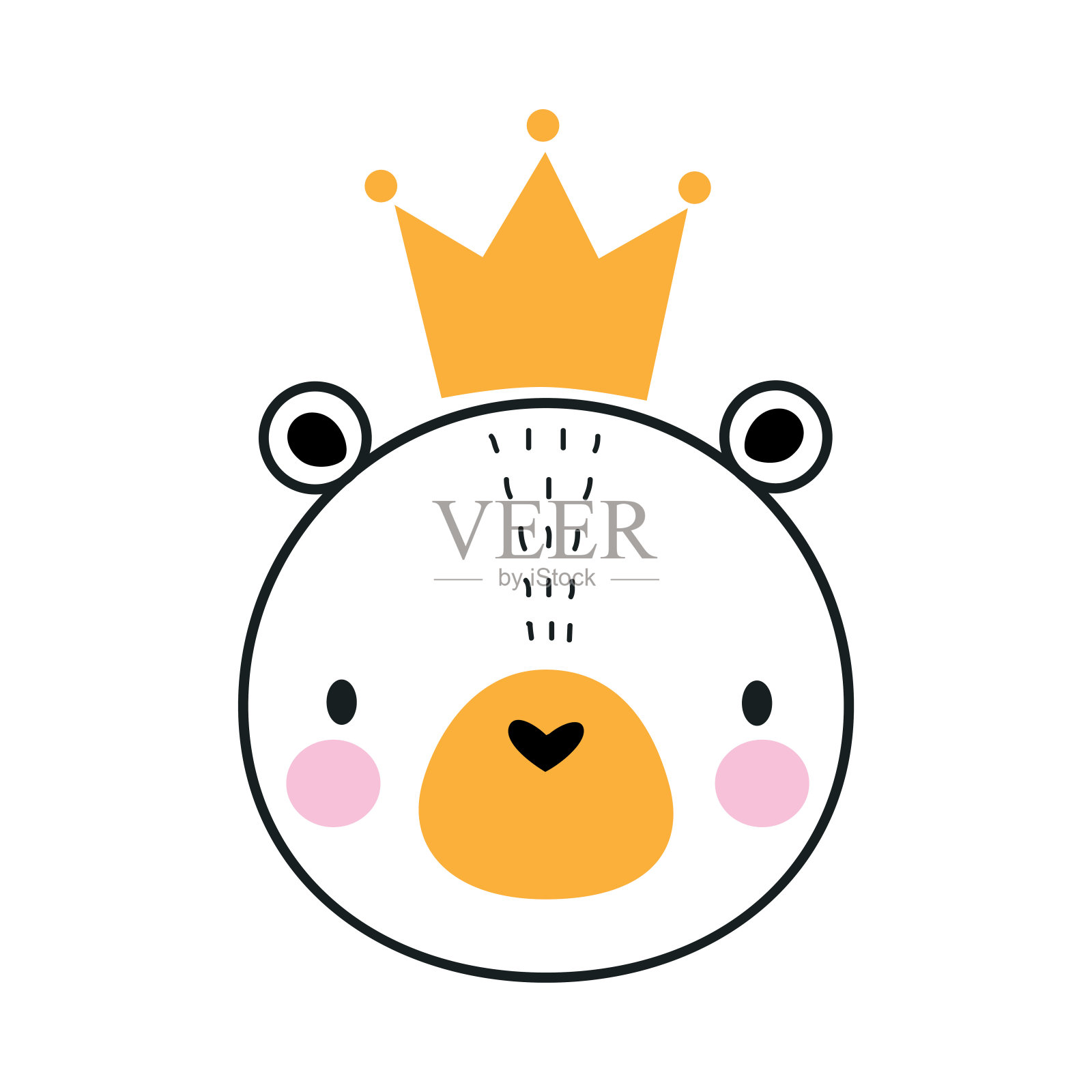 可爱的熊动物头戴金色冠矢量插图插画图片素材