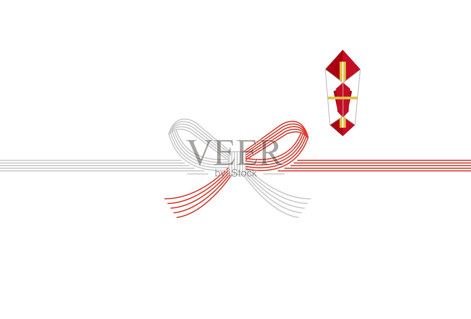 Noshi的矢量插图材料/ Mizuhiki / Parts / Noshi /日本风格设计元素图片