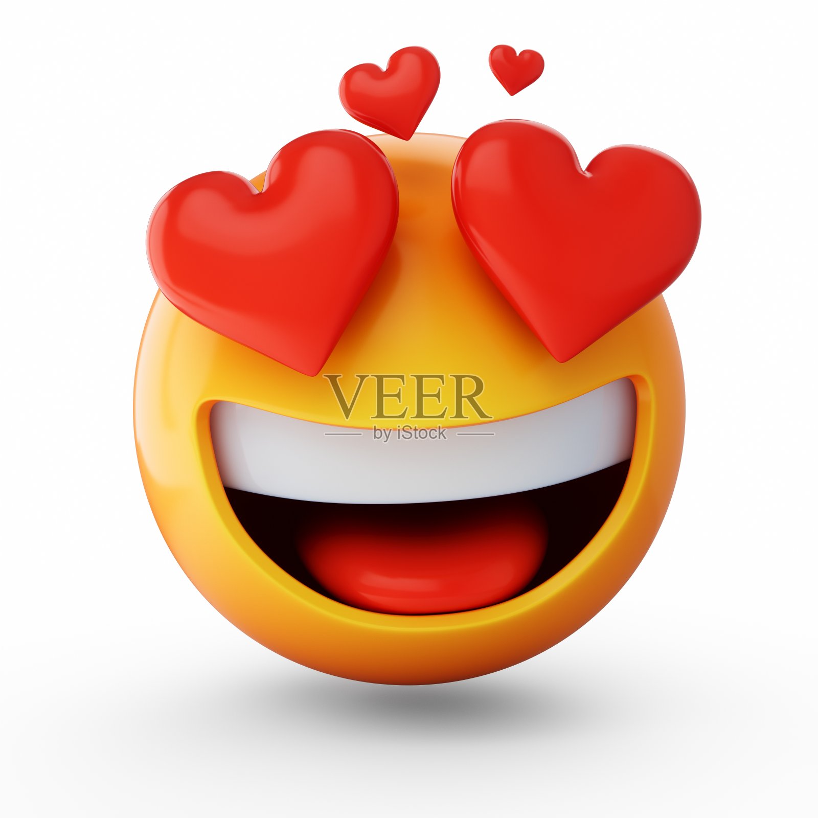 3D渲染坠入爱河的表情符号孤立在白色背景上插画图片素材