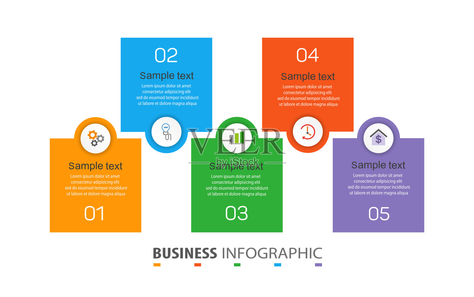 具有5个选项或步骤的业务信息图形设计模板插画图片素材