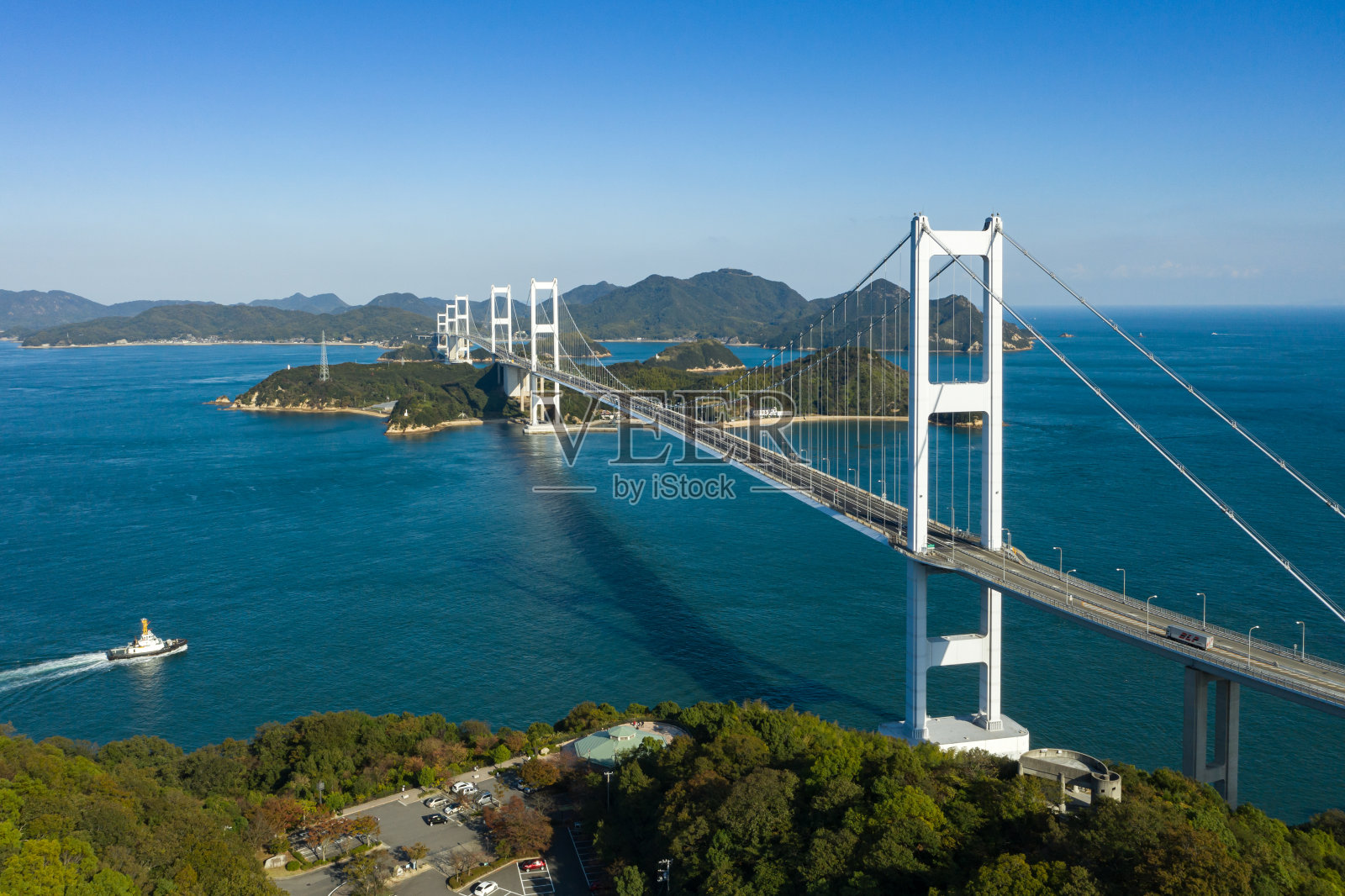 日本濑户内海的久岛桥照片摄影图片